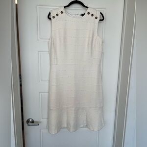 Ann Taylor Cream Tweed Sleeveless Dress NWT Size 12
